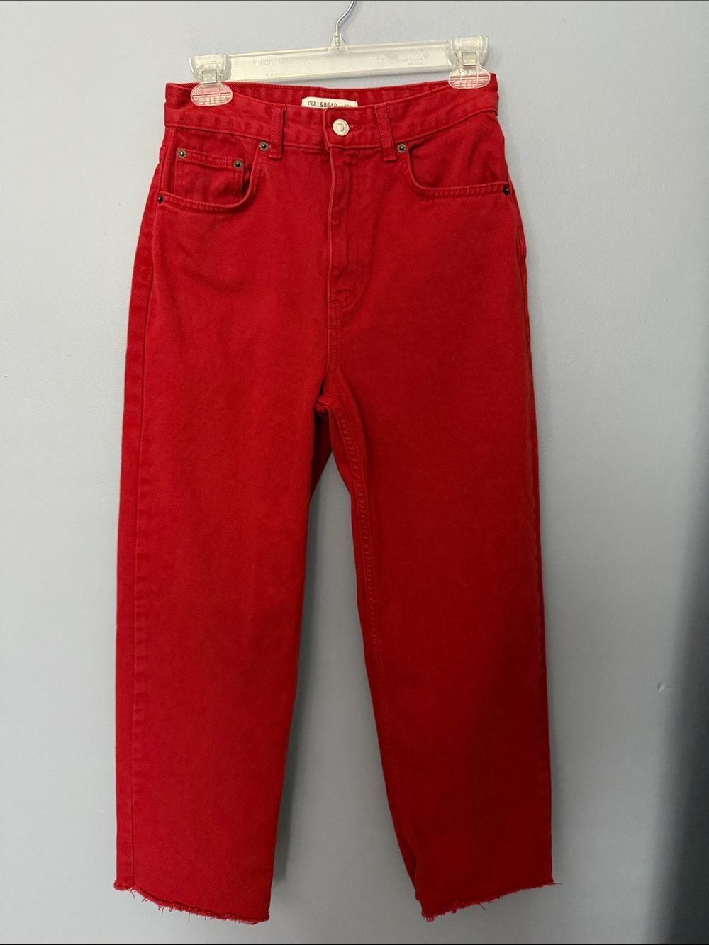 Pull&Bear Red Barrel Leg Jeans Size 4 Orange Red High Rise